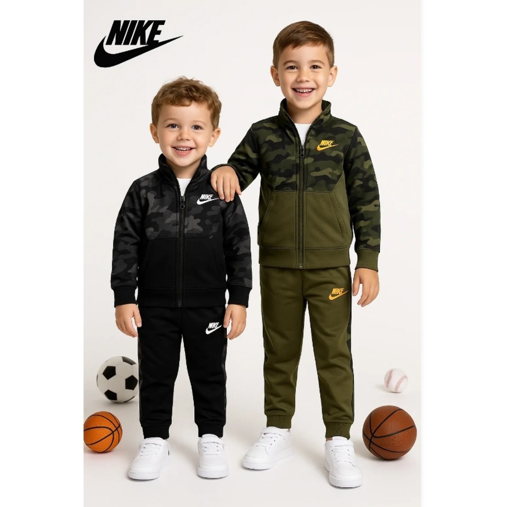 Nike Therma Dri-Fit Kids Size 5 Jacket & Pants Set Black Camo 2 Piece 76H109-023 - Picture 6 of 6